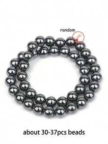 1 Strand Natural Black Hematite Bohemian Style Round Loose Beads 6 8 10mm For Jewelry Making Bracelet Necklace Keychain Making Supplies Accessories - Gun Black - View 12