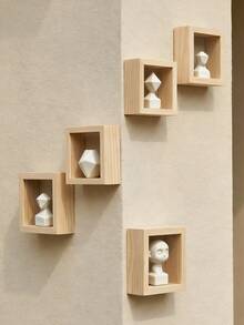 1pc/5pcs Wooden Wall-Mounted Plant Shelf Floating Display Rack Square Wall Storage Organizer Decorative Shelf Succulent Planter Wall Storage Rack Suitable For Living Room Bedroom Bathroom Kitchen Office Farmhouse Indoor Outdoor Plant Storage Wall Decor - Multicolor - View 8