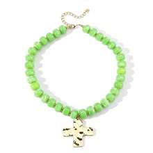 Collar de Cruz con Cuentas Personalizado de Moda para Mujer, Collar con Colgante de Cruz con Cuentas, Collar de Cuentas Estilo Bohemio para Mujer, Joyería de Regalo para Uso Diario y Fiestas - Multicolor - Ver 12