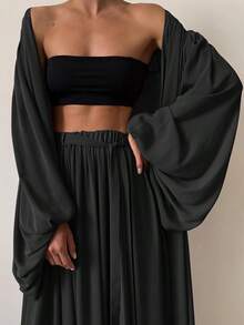 Fashionable New Women Spring Summer Sexy Coat 3 Piece Set - 黑色 - 查看 10