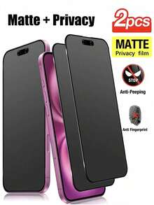 ZYSHI 2 buah Pelindung Layar Privasi Matte, Kompatibel dengan 17/16ProMax/16E/16Plus/15ProMax/14/13/12/11/17e, Pelindung Layar Privasi Matte Anti-Sidik Jari 2.5D, Cakupan Penuh, Pelindung Layar Matte Keramik, Film Privasi Matte Anti-Intip 9H - Hitam - View 39