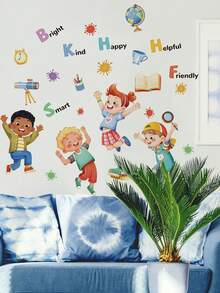 1 Inspirational Cartoon Self-Adhesive Wall Sticker, Imagination Slogan Style / Good Character English Word Style, Removable PVC Sticker For Living Room, Bedroom, Or Kindergarten Classroom DIY Wall Decoration - Wall Stickers - View 8