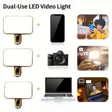 Portable Selfie Fill Light Video Conference Light, With Phone Clip, Clip-On LED Light, Suitable For Video Conferencing, 3 Lighting Modes, Rechargeable, Portable, Suitable For Laptop/Phone/Tablet/Zoom Call/Makeup - Multicolor - View 3