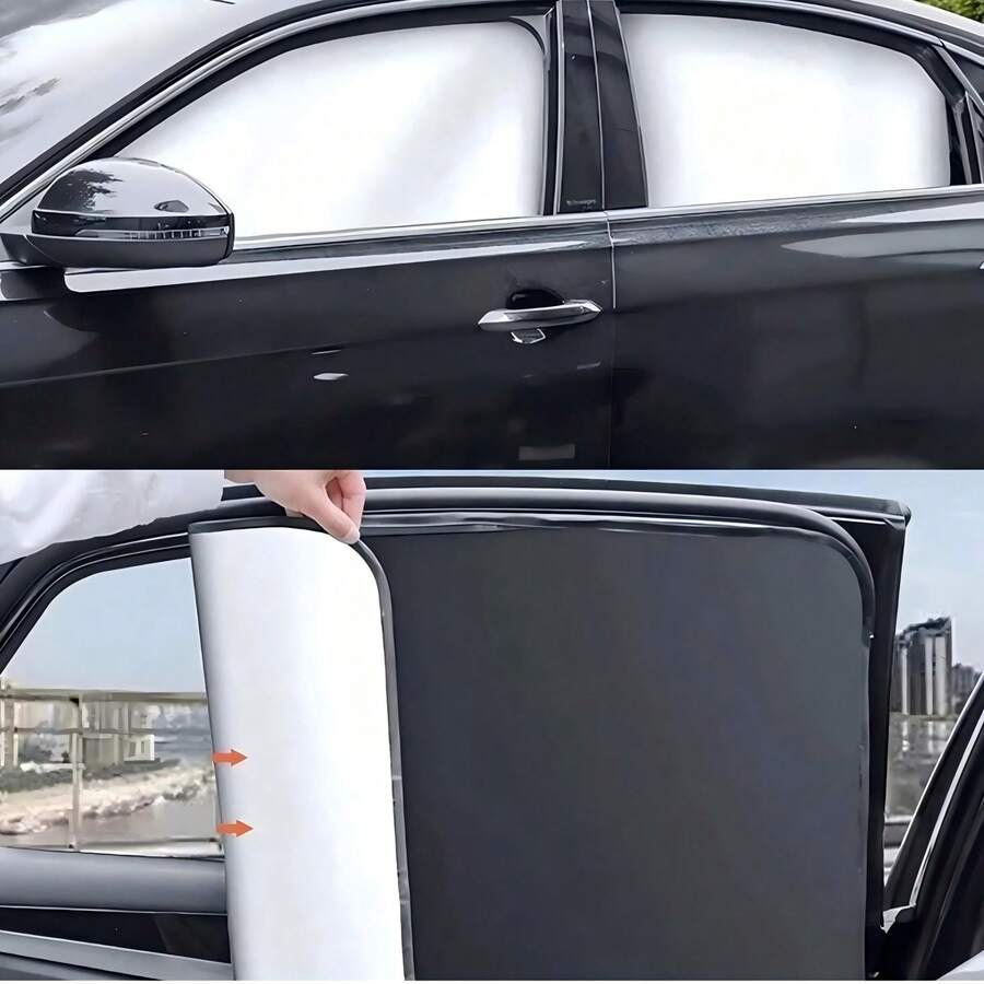 4件/2件裝 磁吸式汽車窗遮陽簾 鈦銀色側窗遮陽簾 適用於SUV/轎車前排與後排 隱私遮光窗簾