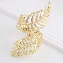 1pc Elegant Fashion Exaggerated Personalized Creative Versatile Niche High-End Exquisite Hollow Leaf Bangle Suitable For Women's Daily Wear - Gold - View 2