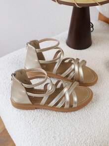 2026 Spring/Summer New Korean Style Girls High-Top Princess Roman Sandals, Suitable For Little Girls - Gold - View 6