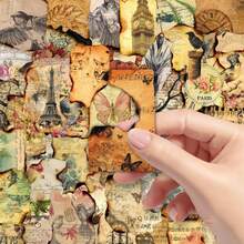 50pcs Minimalist Artistic Vintage Distressed Manuscript Burned Edge Creative Decorative Laptop & Notebook Stickers - 50 Vintage Burn Marks - View 7