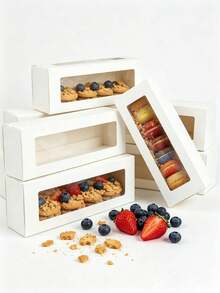 6pcs/12pcs/20pcs Rectangular Window Macaron Box, Donut, Chocolate, Candy Packaging Box For Gift Giving, Pastry Holiday Party, Suitable For Cafe, Home, Restaurant, Gift For Friends - View 7