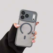 Enhanced Skin Sensation Magnetic Case Compatible With IPhone Air 11, 12Pro ,14,15,16 Plus,17 Pro Max, Full Camera Protection, With Camera Cover, Translucent Matte Shockproof Magnetic Phone Case, Matte Black - Grey - View 2