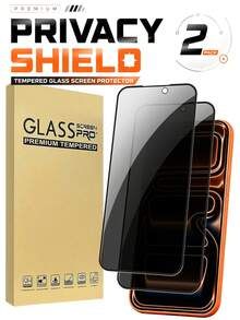 2片裝絲網印刷黑邊防窺全螢幕防刮防指紋鋼化玻璃螢幕保護貼，手機配件，適用 17 16 15 14 13 12 11 Pro Max XR X XS Max Plus 日常使用 - 黑色 - 查看 35