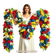 1 Pieza de Enredadera de Clemátide Simulada Colorida, Grande y Densa, Adecuada para Decorar Diversas Escenas como Jardines, Estudios, Bodas, Barandillas de Escaleras, Fiestas, Arcos, Barandillas de Entrada, Casas, Ventanas, Patios, Carnavales, Etc. - Multicolor - Ver 1