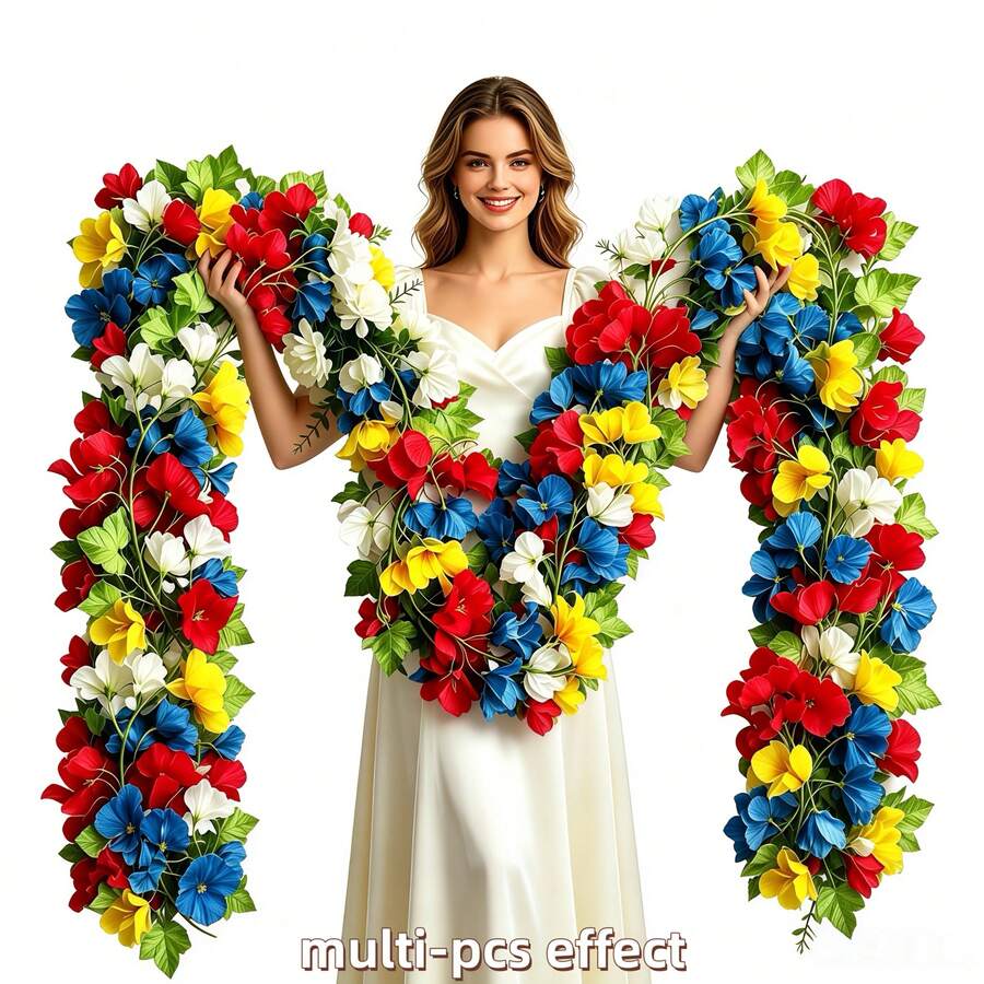 1 Pieza de Enredadera de Clemátide Simulada Colorida, Grande y Densa, Adecuada para Decorar Diversas Escenas como Jardines, Estudios, Bodas, Barandillas de Escaleras, Fiestas, Arcos, Barandillas de Entrada, Casas, Ventanas, Patios, Carnavales, Etc. - Multicolor - Ver 1