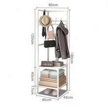 Corner Coat Rack, 2-In-1 Storage And Hanging Rack, Entryway Floor-Standing Coat Rack, Bedroom Corner Space-Saving Storage Shelf - Multicolor - View 2