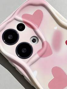 1pc Creamy Dopamine Wave Ruffle Soft TPU Texture Creative Personalized Full-Screen Heart Letter Pattern Phone Case Compatible With Galaxy S21 S22 S23 S24 S25 S26//Honor// And Other Models - White - View 3