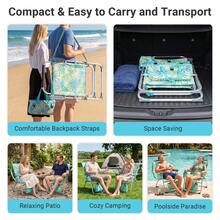 17 Inch Height Beach Chair Adults, Folding Portable Camping Chair With Headrest, Cup Holder, Side Pocket & Bottom Storage Bag,-Position Adjustable Aluminum Beach Chair, Heavy Duty 265 LBS Capacity, Oxford Fabric Beach, Patio, Pool, Haw - 1 - View 7