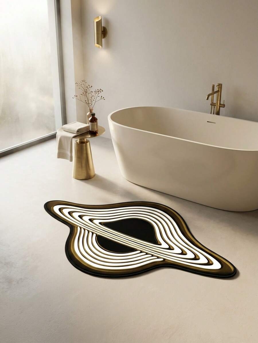 1pc Modern Creative Cartoon Fun INS Style 3D Illusion Planet Shaped Decorative Rug, Suitable For Bathroom, Kitchen, Entrance, Hallway, Bedside, Living Room, Bedroom, All Seasons Machine Washable Soft Floor Mat, Home Decor - Multicolor - View 1