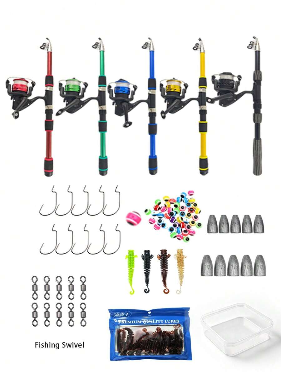 Set Lengkap Joran Pancing, Joran Pancing Laut, Joran Pancing Casting, Dilengkapi Tas, Termasuk Reel Pancing, Senar Pancing, Umpan Pancing, dan Aksesoris. - Biru - View 1
