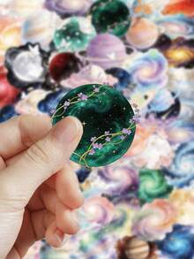 50pcs Galaxy Starry Sky Stickers For Phone Case, Refrigerator, Planner, Diary, Guitar, Helmet, Skateboard, Laptop, Self-Adhesive Decals - Milky Way - View 2