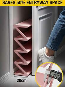Estantería para zapatos en forma de Z de plástico, estante de almacenamiento de pie multifuncional de alta capacidad, organizador de pie fácil de montar, esencial para el hogar y el dormitorio, ahorra espacio, aplicable para la sala de estar y el dormitorio - Multicolor - Ver 9