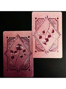 1 Set Waterproof 24K Gold Foil Playing Cards - Black & Gold Plastic Poker Deck With Shiny Foil Surface, Durable & Flexible, Perfect For Magic Shows, Parties, Game Nights, Home Entertainment & Holiday Gifts For Valentine's Day, New Year & Halloween - Pink - View 5