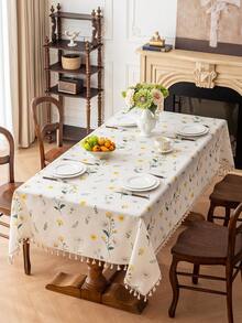 MineLain 1 buah Taplak Meja Persegi Panjang Motif Bunga Daisy Gaya Pastoral, Dekorasi Rumbai Beige, Taplak Meja Makan Rumah, Cocok Untuk Dapur Keluarga, Ruang Makan, Pesta Makan Malam, Piknik Berkemah, Kencan, Pernikahan, Dekorasi Pesta Tema Luar Ruangan, Penggunaan Dalam dan Luar Ruangan, Dekorasi Musim Semi dan Musim Panas - MultiWarna - View 4