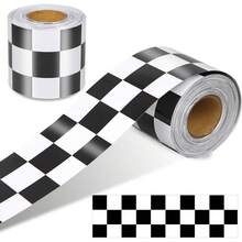 Bathroom Wall Stickers Checkered Border Decorative Black White Checkerboard Trim For Home Classroom Bulletin Board Decoration - A - View 1