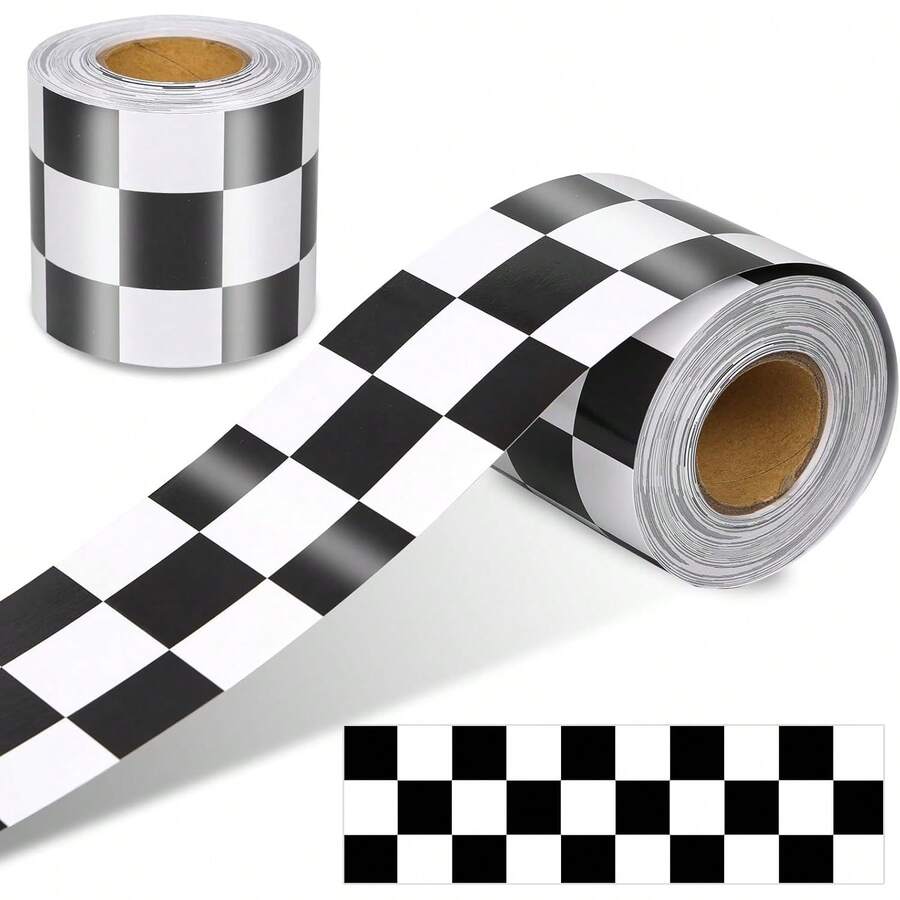 Bathroom Wall Stickers Checkered Border Decorative Black White Checkerboard Trim For Home Classroom Bulletin Board Decoration - A - View 1