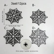 4/12/100pcs Set Tatakan Gelas Kayu Motif Jaring Laba-laba Gotik, Menampilkan Desain Jaring Laba-laba Hitam Putih Berlubang, Sempurna untuk Dekorasi Halloween di Rumah, Dapur, dan Bar. - MultiWarna - View 11
