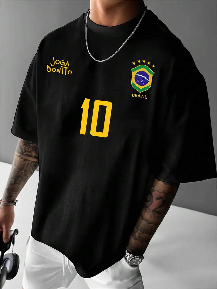 Plus Size Men's Personalized Print Short Sleeve T-Shirt | Suitable For Summer Wear | Comfortable And Breathable | Leading The Fashion - Black - View 1