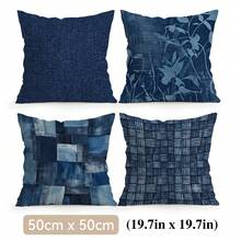 4pcs/1pc Blue Textured Abstract Pattern Pillow Covers, Without Inserts, Single-Sided Printed Pillow Covers, Suitable For Living Room Bedroom Home Decor, All Season Pillow Covers - Multicolor - View 12