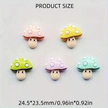 10/20/30pcs Mushroom Resin Decor - Suitable For DIY Crafts, Phone Case, Hair Clip Decoration, Jewelry Making - Random Color - Multicolor - View 3