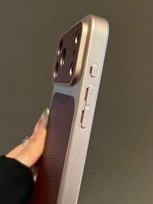 Fashion Lychee Leather Texture Large Window Phone Case Compatible With IPhone 17 Pro Max 17 Pro 16 Pro Max 15 14 Pro 13 12 Pro 17 Camera Protection Matte Soft Edge Shockproof Protective Cover With Portable Wrist Strap Lanyard - Dark Brown - View 7