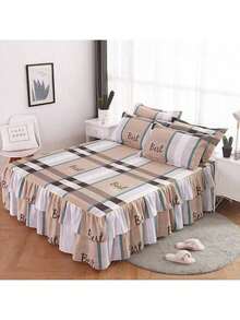 1pc Single Item Bed Skirt, Bed Cover, Bed Protection Ring, Wrapped High-Quality Fabric, Bedroom Gathering Ruffle Edge Bedding, Bed Skirt (Excluding Pillowcase) - Fashion Style - View 1