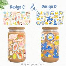 1/2/4pcs Coastal Nautical Style Summer Mediterranean UV DTF Cup Stickers, Suitable For 16oz Cups, Sardine Canned Fish Lemon Bow Italian Afternoon Tea UV DTF UVDTF Stickers, Suitable For Water Bottles, Tumblers, Mugs, Bookmarks, Laptops, Phone Cases, Holiday Gift For Girlfriend - Multicolor - View 9