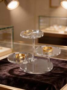 1pc Round 4/7/12-Tier Transparent Acrylic Multi-Layer Display Stand, Suitable For Blind Boxes, Small Figurines, Desserts And Cakes - Black - View 3