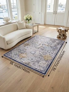 1pc Blue Moroccan Style Living Room Rug. Suitable For Kitchen, Dining Room, Bedroom, Room Holiday Decoration, Indoor/Outdoor, Office, Lobby, Anti-Slip Doormat, Bathroom Rug, Hallway, Study Gaming Area Rug. - Blue - View 13