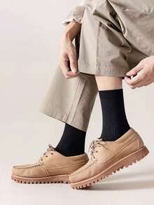 1/3/5 Pairs Men's Mid-Calf Socks, Solid Color Japanese Style Casual Business Socks, Breathable And Sweat-Absorbent For Work And Commuting, Spring/Summer/Autumn/Winter - Multicolor - View 4