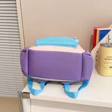 1 pieza Mochila de moda con colores de dopamina, Mochila unisex, Mochila escolar de bloques de color para estudiantes, Mochila de estudiantes con múltiples bolsillos para viajes de verano, vacaciones, artículo de viaje esencial para estudiantes de primaria, secundaria, preparatoria y universidad, Bolso de mujer de alta calidad, Excelente regalo para vacaciones - Multicolor - Ver 5