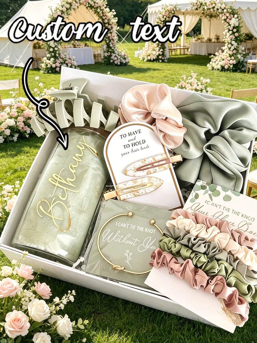 Boîte cadeau personnalisée pour demoiselle d'honneur, texte/nom personnalisable, convient comme cadeau d'anniversaire, de demoiselle d'honneur, de mariage, de la Saint-Valentin, d'anniversaire et de la Fête des Mères; conception multifonctionnelle, applicable pour le mariage, la cérémonie de fiançailles, le port quotidien, l'enterrement de vie de jeune fille et la vie sur le campus et d'autres occasions, cadeau exquis pour la meilleure amie, symbolisant "l'amour éternel". - Multicolore - Voir 1
