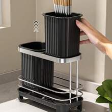 1pc Kitchen Utensil Storage Rack, Dish Drainer, Self-Draining Chopstick & Spoon Organizer, Plastic Material, Suitable For Home Kitchen Countertop Utensil Tray, Kitchen Storage & Organization, Kitchen Tools, Kitchen Utensils, Kitchen Gadgets, Kitchen Essentials, Kitchen Accessories, Self-Draining Design, Multi-Functional Utensil Storage Rack, Suitable For Daily Cooking And Dining Use - Multicolor - View 8