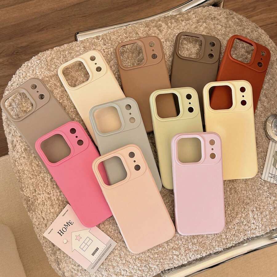 Funda de teléfono de unicolor rosa GUCADI 1 pieza, funda de teléfono suave y lisa de estilo coreano de unicolor de alta gama, amigable con la piel, anti-caída, resistente al agua, a los golpes y a los arañazos, compatible con las series Apple 16/15/14/13/12/11
