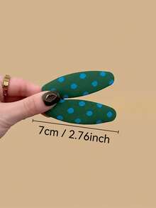 5件/2件裝 女款7cm/2.76in復古對比波點橢圓形BB髮夾，小眾紋理側邊髮夾，適用於額前瀏海，適合日常、休閒、派對、上班、度假、化妝、穿搭，春夏秋冬通用抓夾 - 彩色 - 查看 3