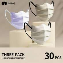 30pcs Fashionable Individually Wrapped Disposable Face Masks, Wavy Design, Suitable For Daily Life And Outdoor Activities, Unisex, Multiple Colors Available, Great Holiday Gift - Multicolor - View 14