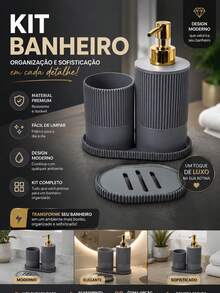 kit para banheiro - preto - Visão 1