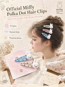 MIFFY Official Cute Kawaii Polka Dot Rabbit Hair Clips Sweet Cartoon Bangs Side Clip Barrettes Hair Accessories Ladies Girls Gift 2026 Viral T - Multicolor - View 2
