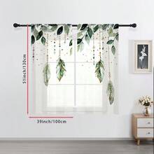 2 pièces Rideaux transparents et vaporeux élégants et luxueux style féerique avec plumes vertes et décoration dorée, design d'art moderne convenant pour la cuisine, le salon, la chambre, le balcon, parfait pour Halloween, Noël et autres décorations de fêtes, lavable en machine toutes saisons, décoration de maison, tissu léger et durable, rideaux créant une atmosphère de fête, essentiel pour la décoration intérieure, rideaux décoratifs transparents 2D - Multicolore - Voir 13