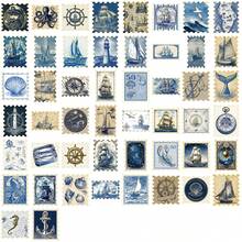 SCXXBSW 50pcs Retro Blue Nautical Stamp Gold Foil Stickers, Cool Anime Decorative Stickers, Classic Gift Decorations, Value Pack, Cute Cartoon Stickers, Waterproof And Durable, Phone Case Decoration Stickers, Can Be Applied To Laptops. - Multicolor - View 12