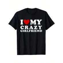 [100% Cotton] [100% Cotton]  I Love My Girlfriend Gf I Heart My Girlfriend GF T-Shirt  Golf Gift T-Shirt For Men And Women - 黑色 - 查看 5