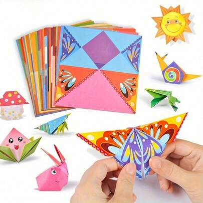 54 Sheets Paper, Origami Fun Set, Includes Guidebook, DIY Art & Craft Projects, Beginner Craft Training, Back To School Supplies, School Supplies, First Day Of School