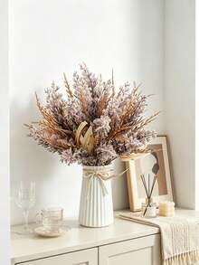 1pc Bohemian Style Artificial Reed & Willow Leaf Bundle, Suitable For Wedding, Tabletop Decor, Bridal Styling, Home Decor, Event Decor, Outdoor Decor, Holiday Decor, Valentine's Day Gift, DIY Floral Arrangement - Purple - View 7
